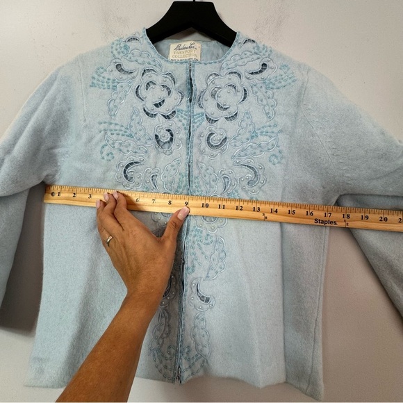 Vintage Barbara Lee Passport Collection Lambswool Hand Decorated Cardigan - Picture 16 of 16